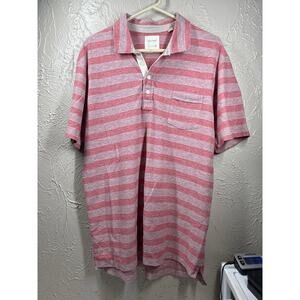 Billy Reid Shirt Mens Red Blue Striped Short Sleeve Polo Shirt Size XXL